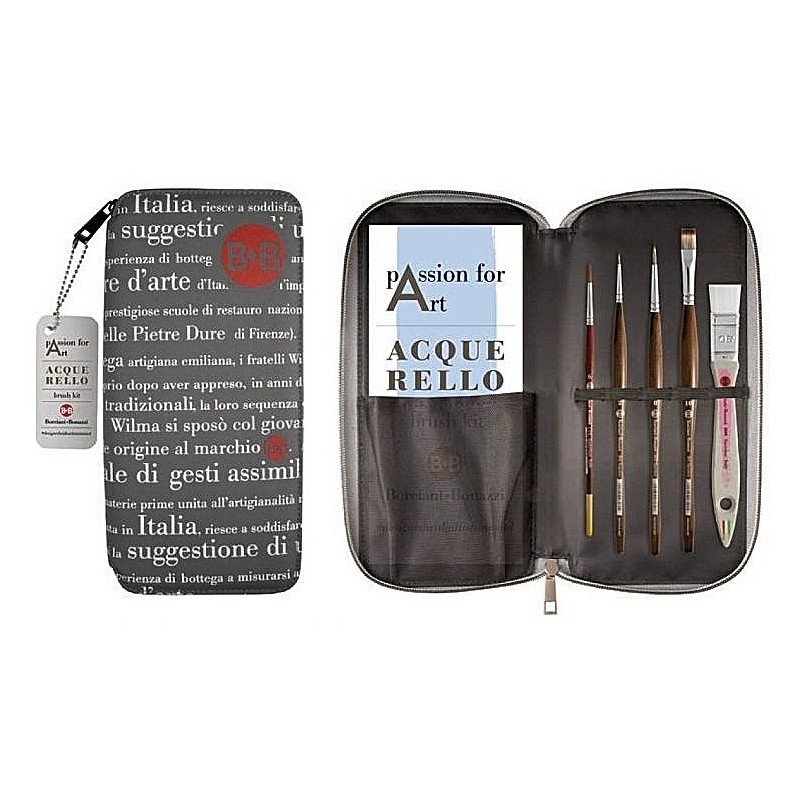 Kit Pinceaux Aquarelle Passion for Art | 5 Pinceaux & Trousse | Borciani Bonazzi